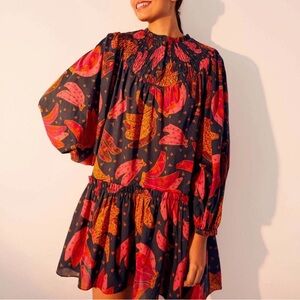 Farm Rio Patchwork Bananas Babydoll Dress Sz S